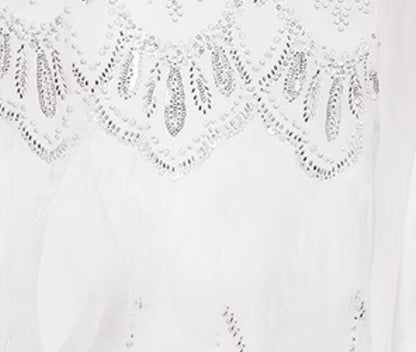 Wardrobes by Chen Luxury Whitebridal  Feather Slit Dinner Dress-Ammy