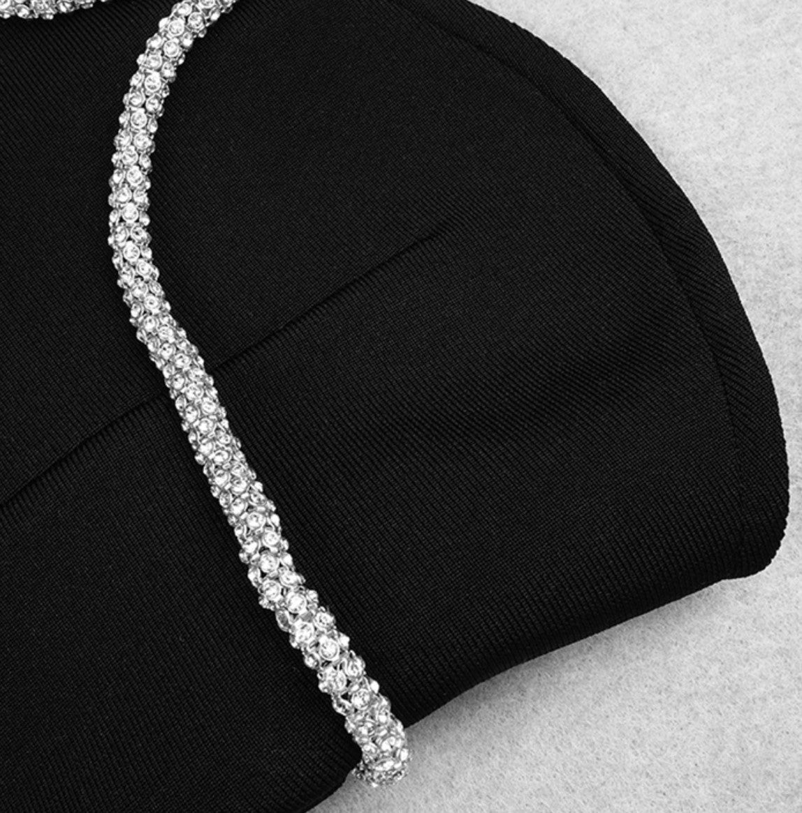 DOLLY High End Sleeveless Rhinestone Halter Neck Slim Fit Short Date Dress-