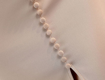 DOLLY Elegant French Style Square Collar Long Puff Sleeve Satin Mini Dinner Dress-PERACH