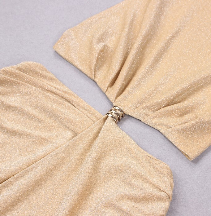 DOLLY High End Nude Swing Neck Sleeveless Waist Baring Irregular Hem Cocktail-LYLA