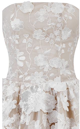 Wardrobes by Chen Luxury Strapless Embroidered Crystal Flower Evening bridal Dress-Florence