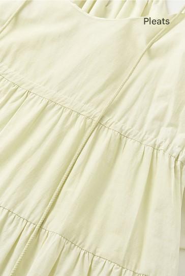 Sushe French Resort Quilted cotton embroidered lace loose A-line long slip dress-LUCY