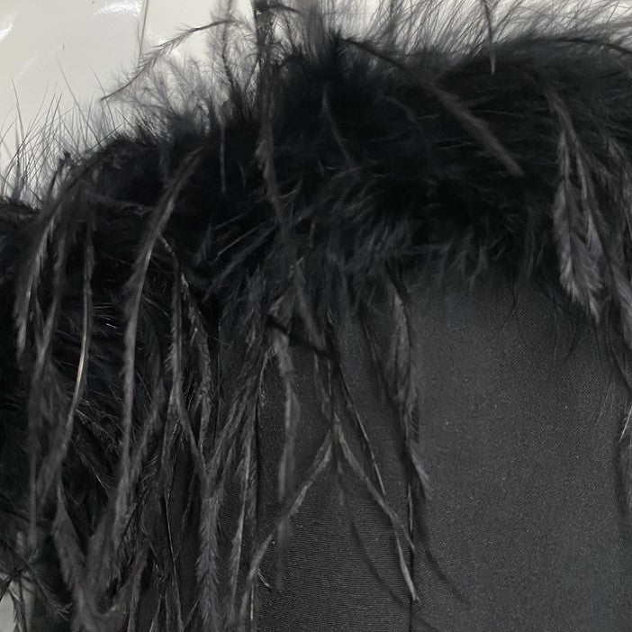 DOLLY Elegant Sling Off Shoulder Feather Slim Fit Short Tassel Birthday Dress-JAJA