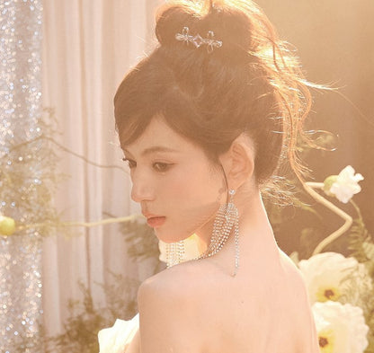 DOLLY Luxury Large Diamond Stylish Tassel Earring-JENNIE