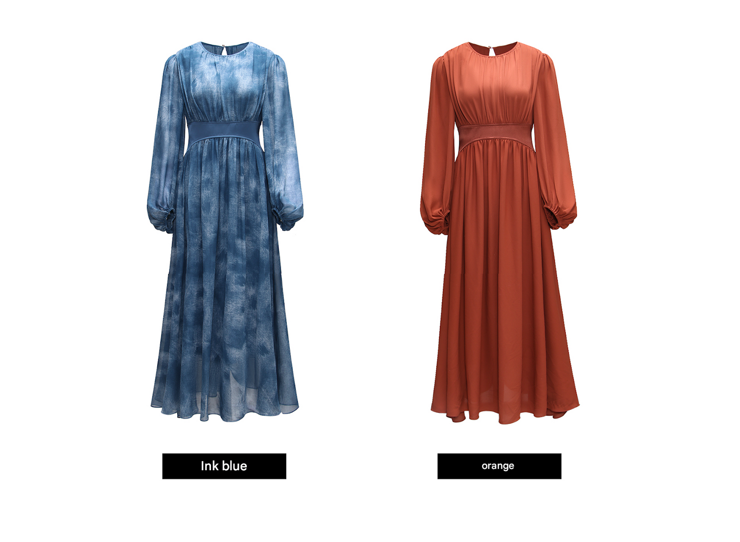 WANGXO | Double-Sided Messy Linen Hand-Spliced Satin Waist Hem Dress - NÍLA.