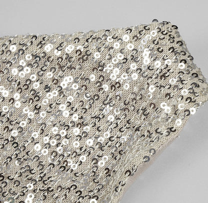 DOLLY Elegant Sliver One Shoulder Sleeveless Sparkling Slim Fit Sexy Dinner Dress-ALETA