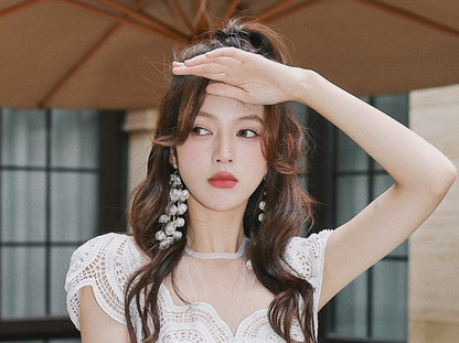 DOLLY Luxury Palace Style Flower Bud Tassel Chic Earrings-DALAL