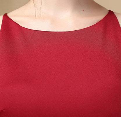 DOLLY Elegant Black Sleeveless Slim Fit Pleated Waist Long Birthday Dress-JUDY