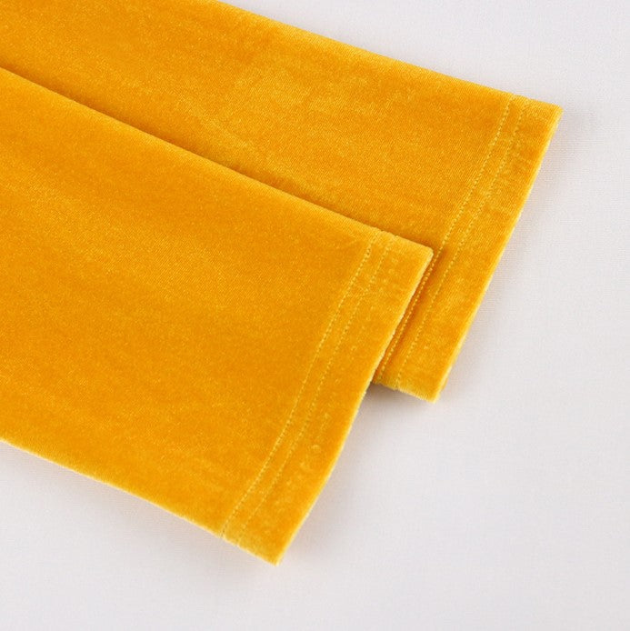 DOLLY Elegant Velvet Crew Neck Long Sleeve Ruffle Long Banquet Dress-PELKA