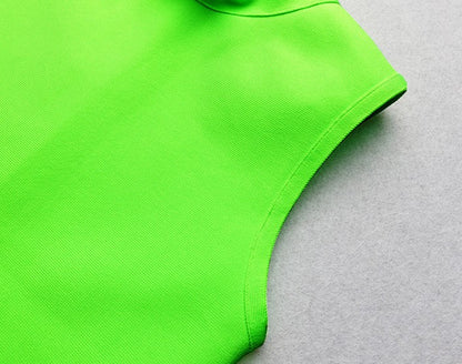 DOLLY High End Stand Collar Sleeveless Slim Fit Bandage Midi Dress-KYA