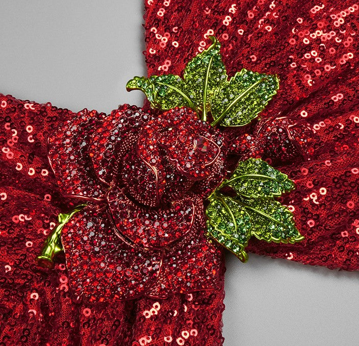 DOLLY Elegant Crew Neck Long Sleeve Slim Fit Sequin Long Evening Dress-IIANA