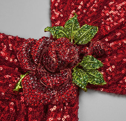 DOLLY Elegant Crew Neck Long Sleeve Slim Fit Sequin Long Evening Dress-IIANA