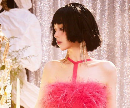 DOLLY Luxury Large Diamond Stylish Tassel Earring-JENNIE