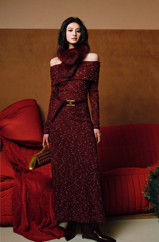 WANGXO | Elegant Lapel One-Shoulder Fishtail Dress-FARA.