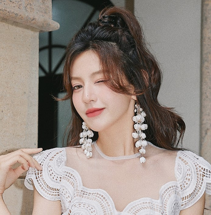 DOLLY Luxury Palace Style Flower Bud Tassel Chic Earrings-DALAL