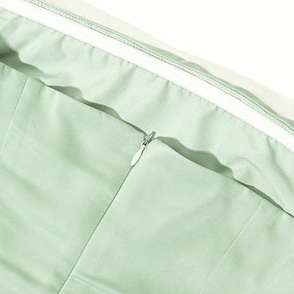 DOLLY Luxury Mint Green Sleeveless Off Shoulder Chest Wrap Long Slit Dinner Dress-CAT