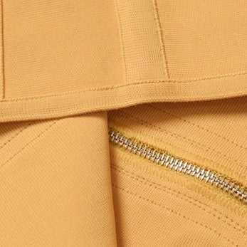 DOLLY Elegant Sleeveless Stand Collar Body Hug Midi Sexy Date Dress-NAT