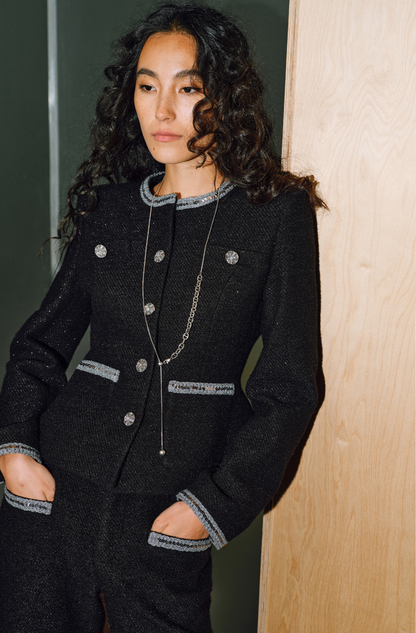 WANGXO | Milky Way Meteor Tweed Hand-Woven Two-Piece Outfit Set-NORA.