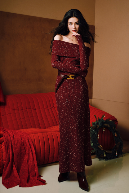 WANGXO | Elegant Lapel One-Shoulder Fishtail Dress-FARA.