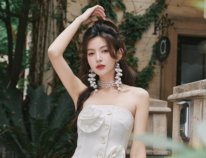 DOLLY Luxury Palace Style Flower Bud Tassel Chic Earrings-DALAL