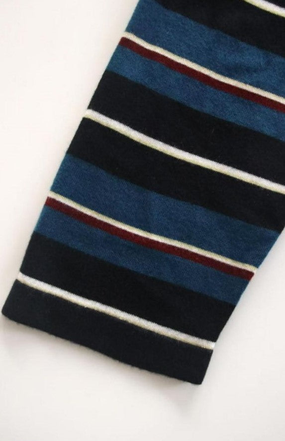 PIAOIN stripe design neutral loose long sleeve T-shirt silk wool knitwear spring-CIX