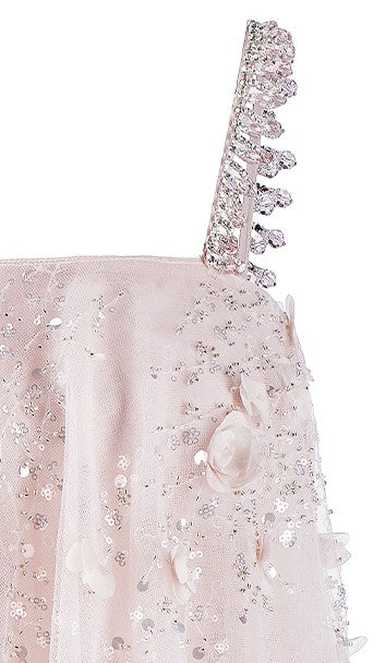 Wardrobes by Chen Luxury Pink Flower Embroidered Loose doll Party Dress-Zola