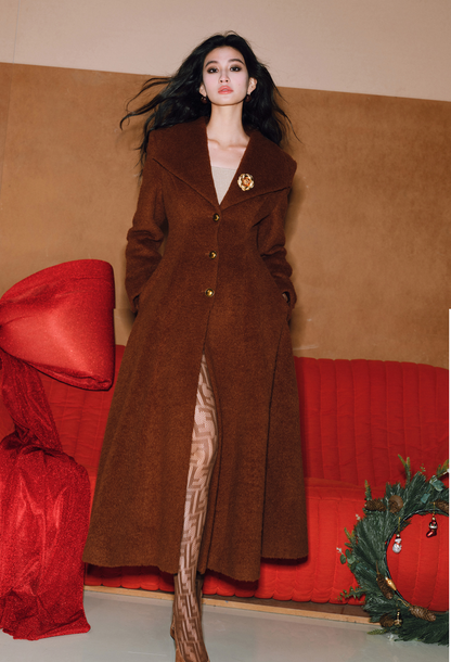 WANGXO | Luxury Alpaca Wool & Rabbit Hair Blend Long Coat -MIRA.
