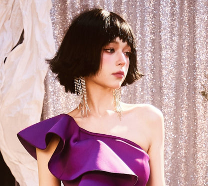 DOLLY Luxury Large Diamond Stylish Tassel Earring-JENNIE