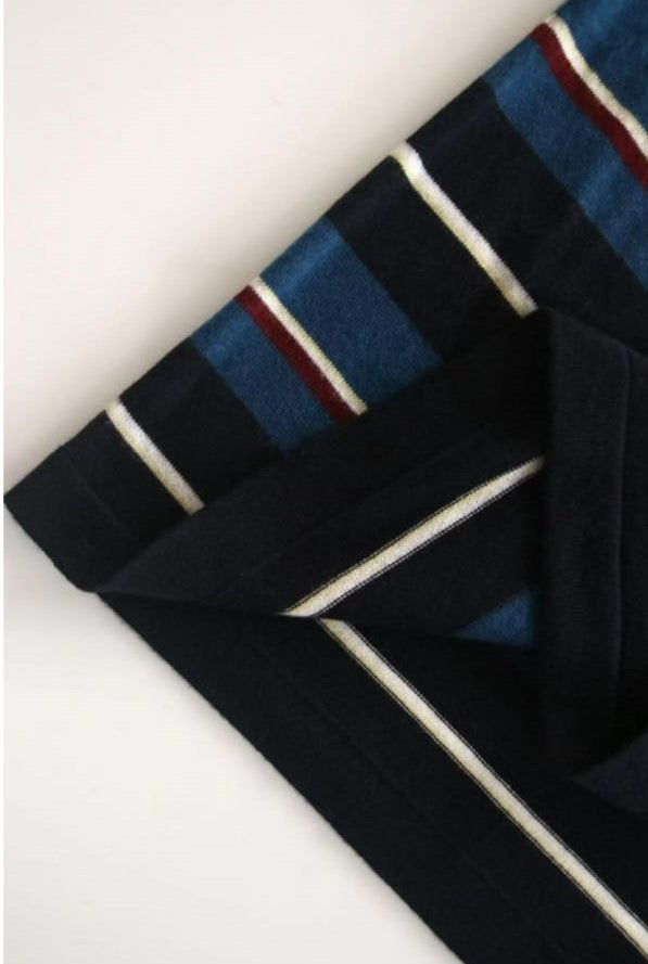 PIAOIN stripe design neutral loose long sleeve T-shirt silk wool knitwear spring-CIX