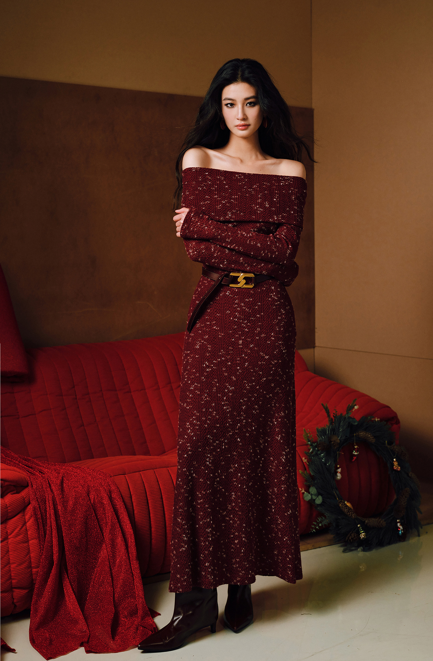 WANGXO | Elegant Lapel One-Shoulder Fishtail Dress-FARA.