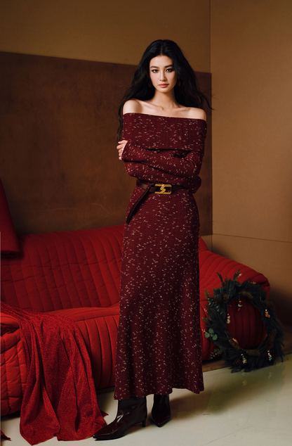 WANGXO | Elegant Lapel One-Shoulder Fishtail Dress-FARA.