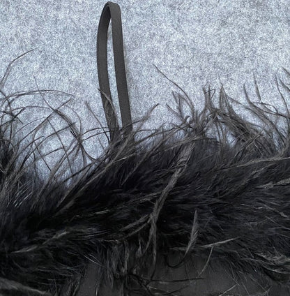 DOLLY Elegant Sling Off Shoulder Feather Slim Fit Short Tassel Birthday Dress-JAJA