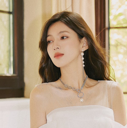 DOLLY Elegant European Style Diamond Pearl Tassel Chic Earring-CAMILA