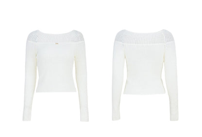 YES BY YESIR crocheted one-line collar knitted pullover - PLEASURE.