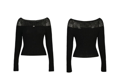 YES BY YESIR crocheted one-line collar knitted pullover - PLEASURE.