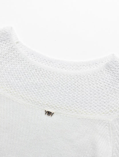 YES BY YESIR crocheted one-line collar knitted pullover - PLEASURE.