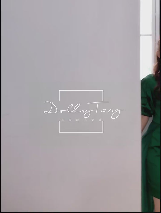 DOLLY Elegant Dark Green Retro Style Slant Collar Short Puff Sleeve Short Banquet Dress-CHITAH