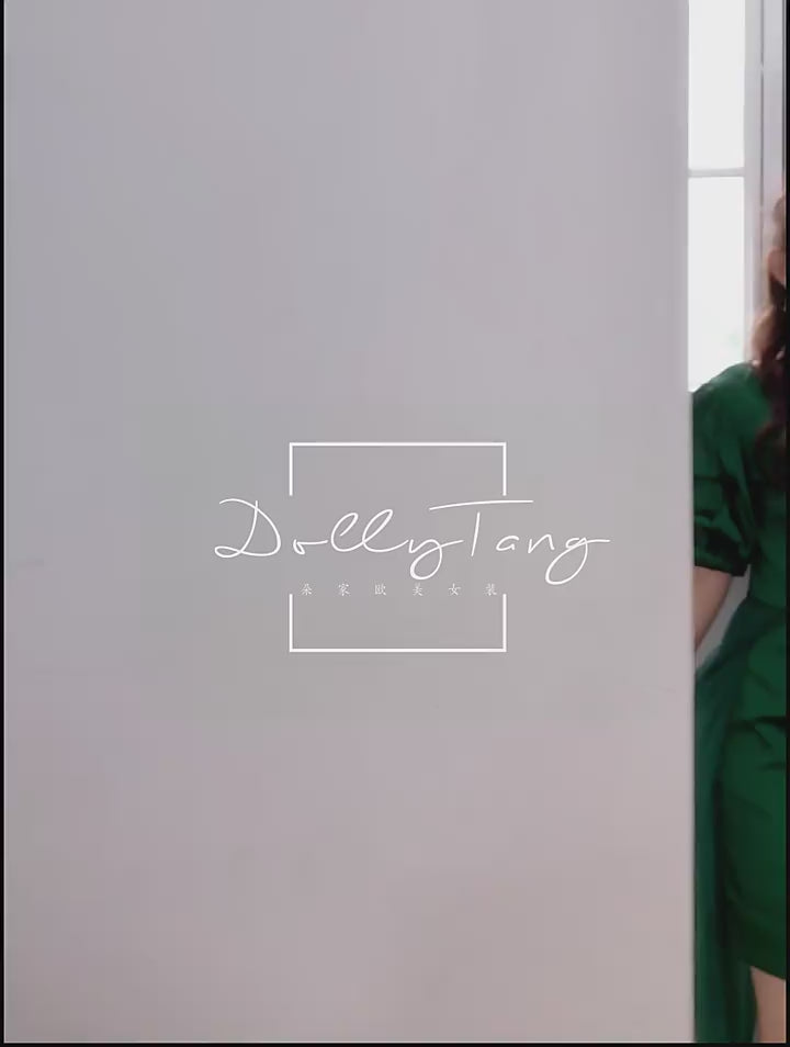 DOLLY Elegant Dark Green Retro Style Slant Collar Short Puff Sleeve Short Banquet Dress-CHITAH