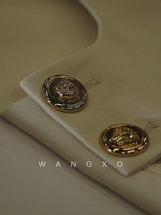 WANGXO | Imported Twisted Drape Fabric Elegant Commuter-Style Diagonal Placket with Loose Pleated Slit Vest & Skirt Suit Set -NALA