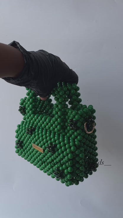 Luxury Handmade Green Pear Beaded purse bag -TILLY