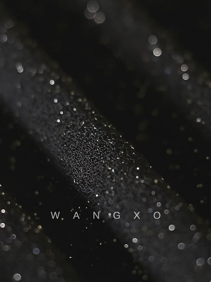 WANGXO | Sparkling Silk High-Density Knit Hand-Shaped Lace Detail V-Neck Slim Fit Top -NOYA