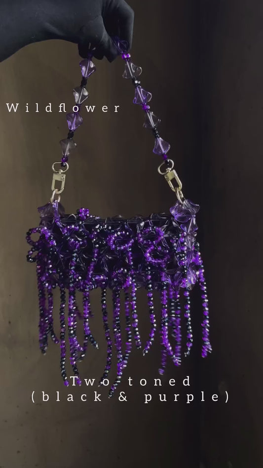 Luxury Handmade crystal beaded purse bag - WildFlower Black
