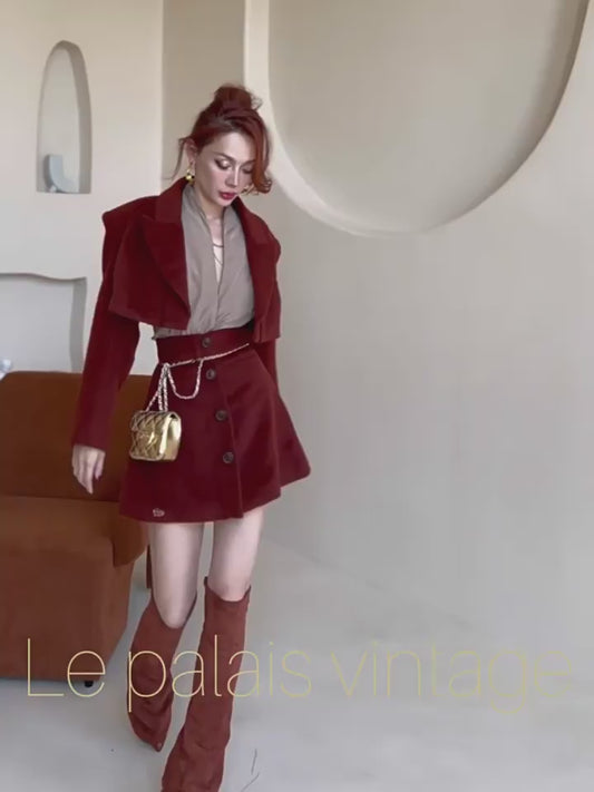 Le palais vintage Merlard style tweed short jacket high-waisted A-line short skirt-LAIR.