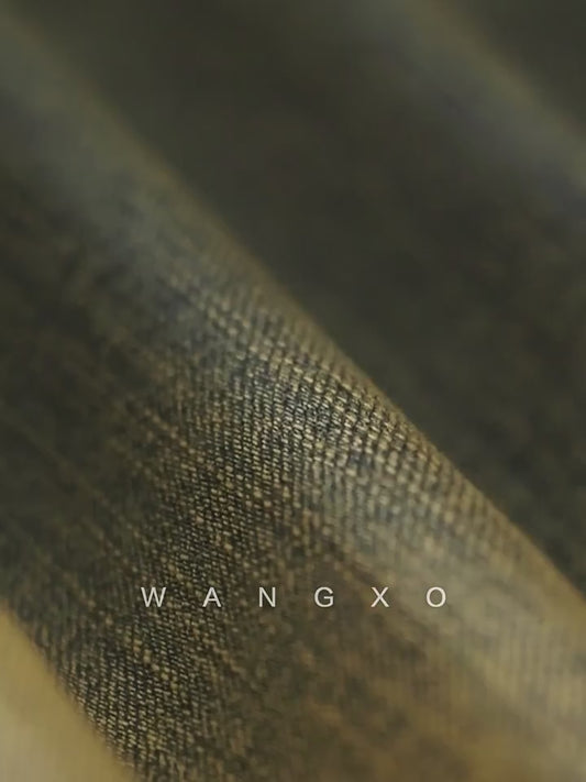 WANGXO |Long-Staple Cotton Neckline and Waist-Cinched Cropped Denim Dress -LANA