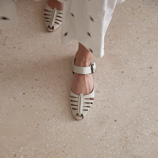 Hollow Summer Flat Roman Shoes Sandals Imported Leather - Rosalía
