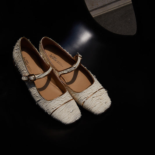 Exclusive high-definition Italian hand-cut texture top layer cowhide classic Mary Jane- Janu