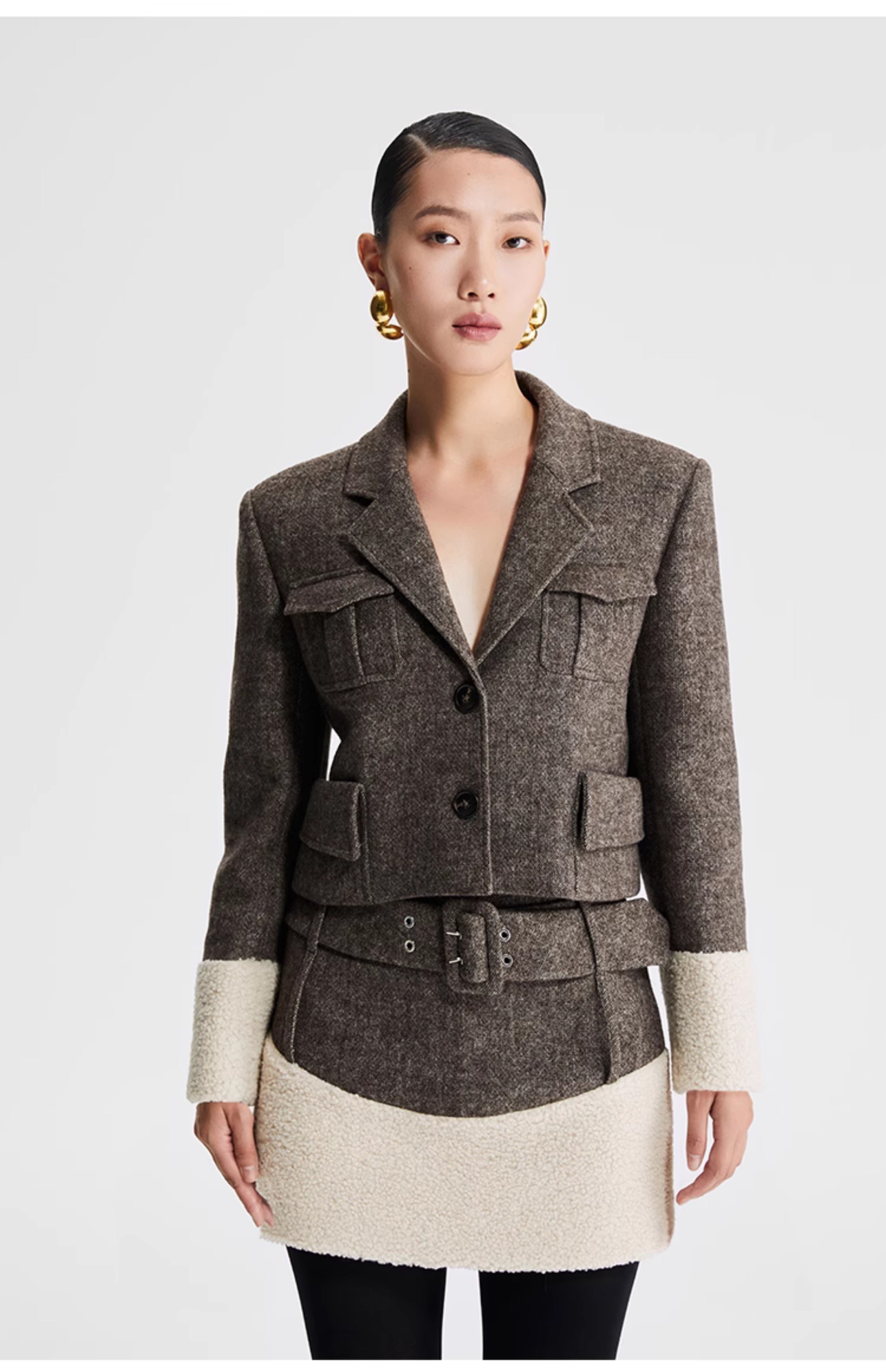 LEDIM W Tweed patchwork cropped jacket blazer - Hlom – GOOD GIRL REBEL