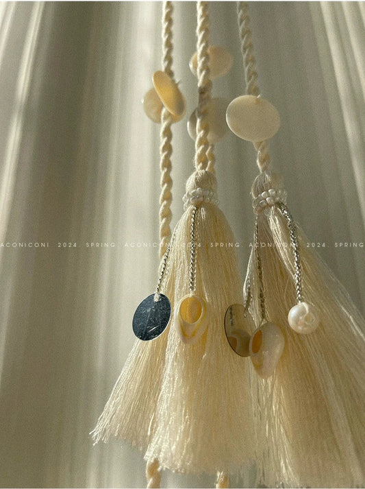 Aconiconi Luxury Braided Tassel Belt Sequins Pearl Bohemian Chain Waist Rope - Watang