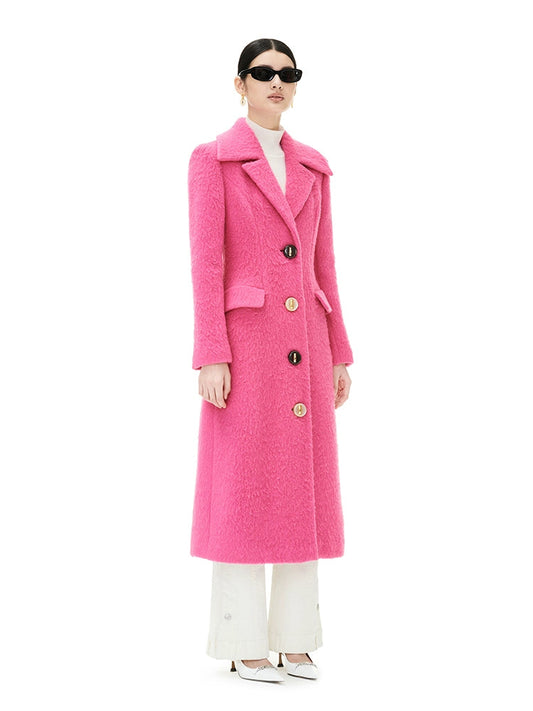 YES BY YESIR autumn winter pink Barbie wool long coat - MAZE.
