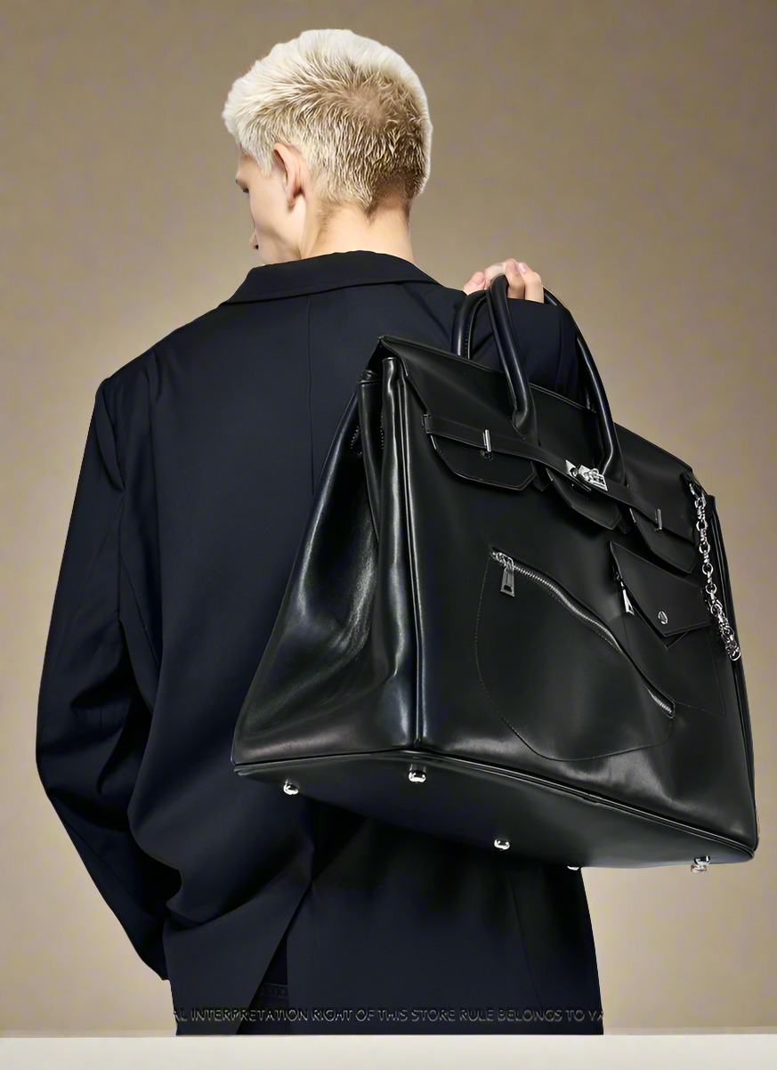 black birkin style bag